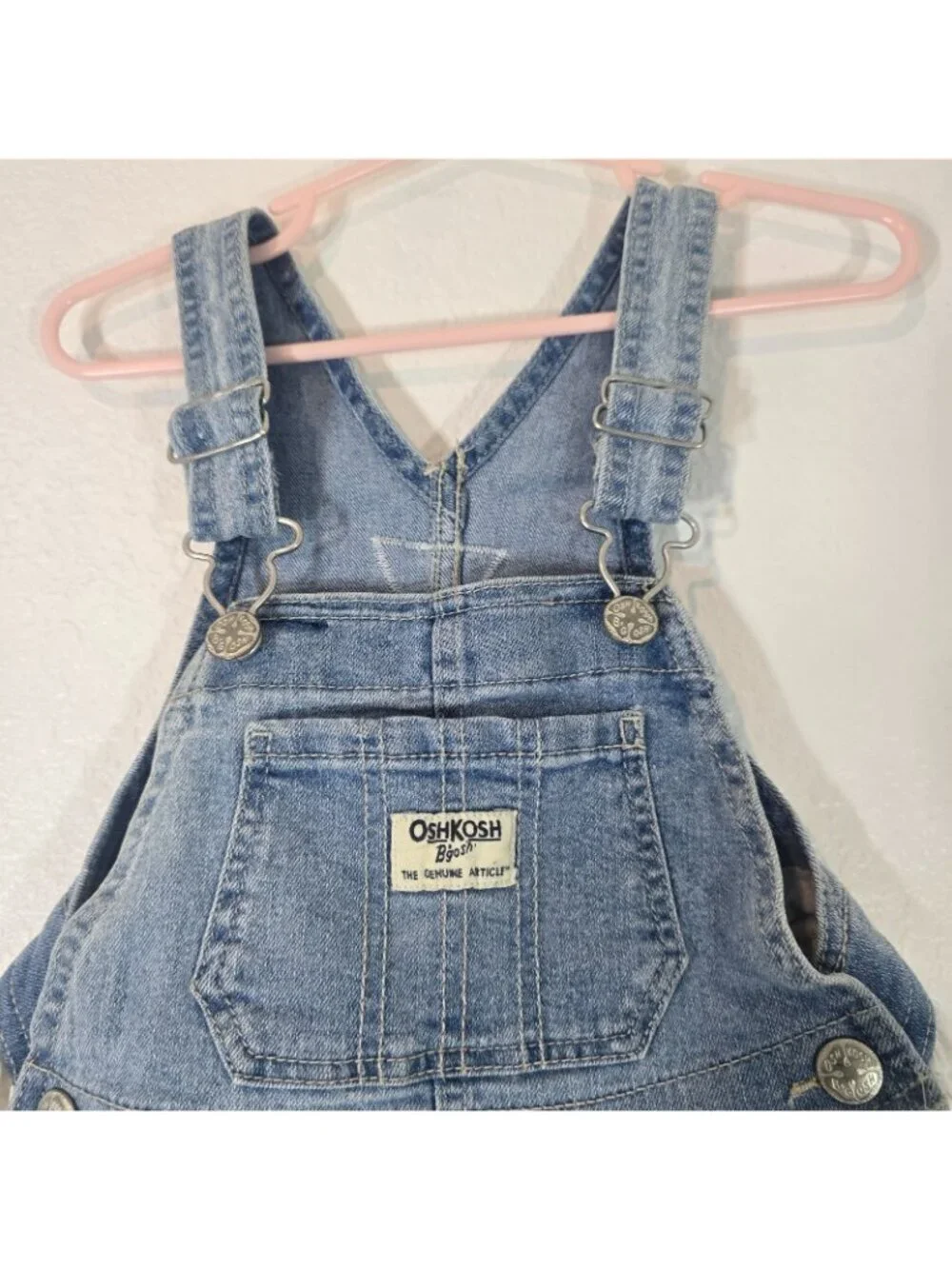 Oshkosh BGosh Jumper Dress Girls 3T Blue White Eyelet Denim Casual Play Party